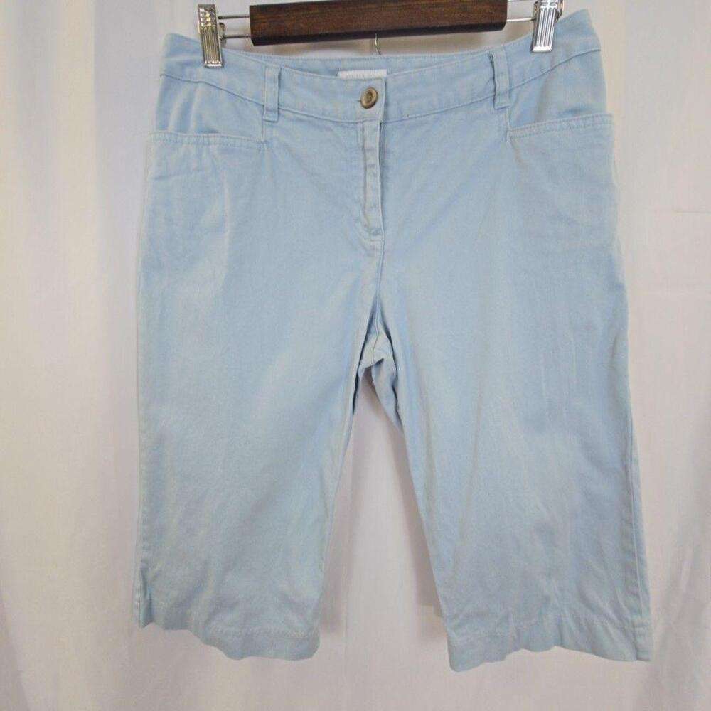 Charter Club Allison Fit Shorts Womens 10P Blue Chino Bermuda Stretch Casual